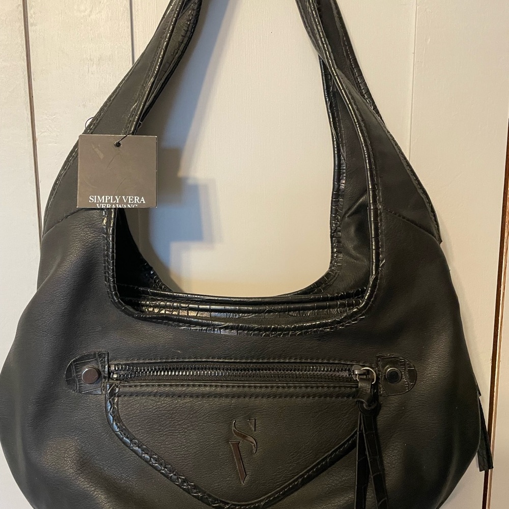 Simply Vera  Wang Sleek Black Hobo Bag